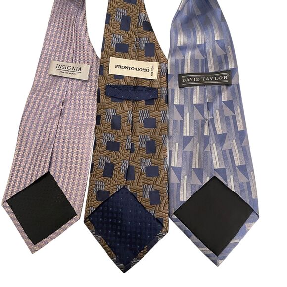 Men's Tie Lot of 3 Insignia Pronto Uomo and David Taylor Multicolor Formal - Picture 4 of 8